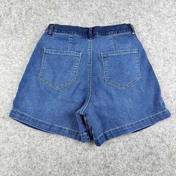 Gloria Vanderbilt X Christian Siriano Jean Shorts 26/2 Severn Patchwork Pleated - Picture 3 of 12